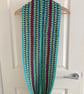 The Puff Stitch Infinity Scarf - Merino Wool - Lime Green, Purple & Turquoise - Image 2
