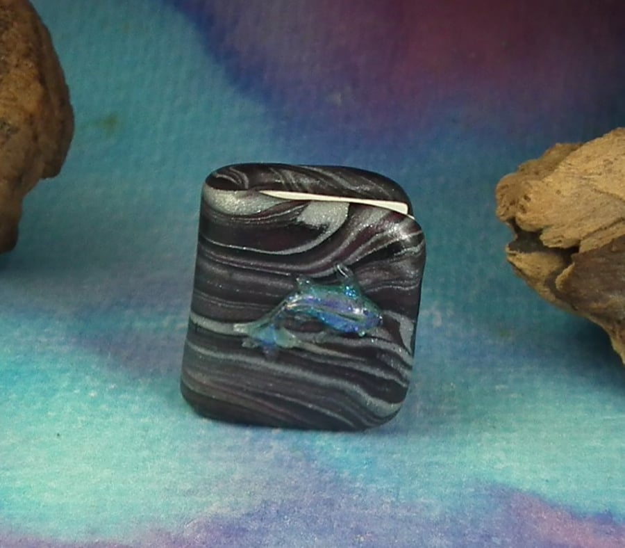 Tiny Magical Book ... 'Fishy Tales' with fish on cover 1" OOAK