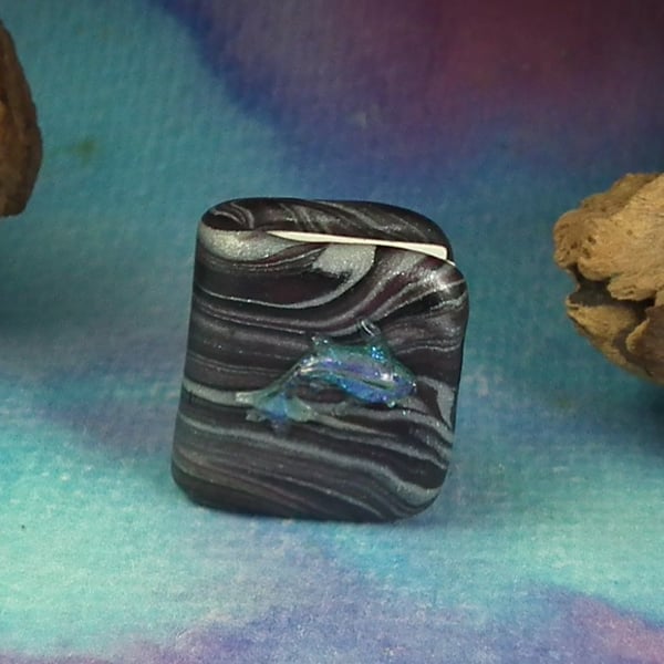 Tiny Magical Book ... 'Fishy Tales' with fish on cover 1" OOAK