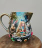 Upcycled Alice in Wonderland Handcrafted Milk Jug