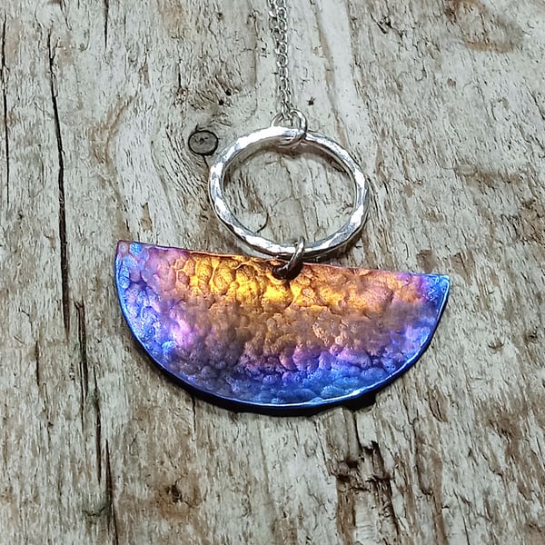 Sterling Silver and Coloured Titanium Pendant Necklace - UK Free Post