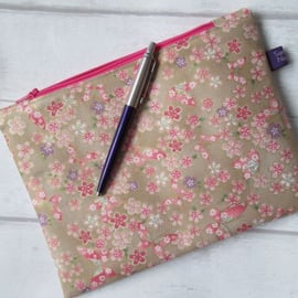 Butterflies & Flowers Pencil Case, Zip Top Bag, Make Up Bag, Storage Bag