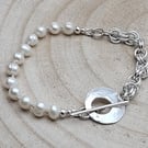 FRESH WATER PEARLS & CHAIN MAIILE BRACELET