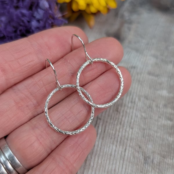 Sterling Silver Dot Textured Circle Earrings - JBJ1080