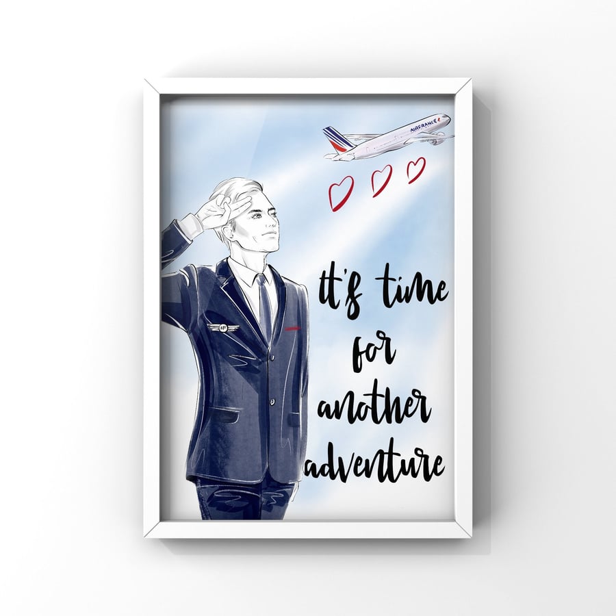 Male Air France Flight Attendant Travel Print