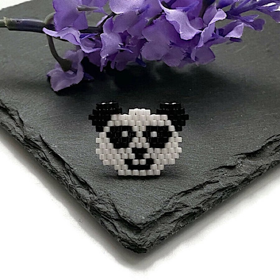 Beaded Panda Pin Badge