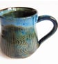 Blue Textured Mug - Hand Thrown Stoneware Ceramic Mug 