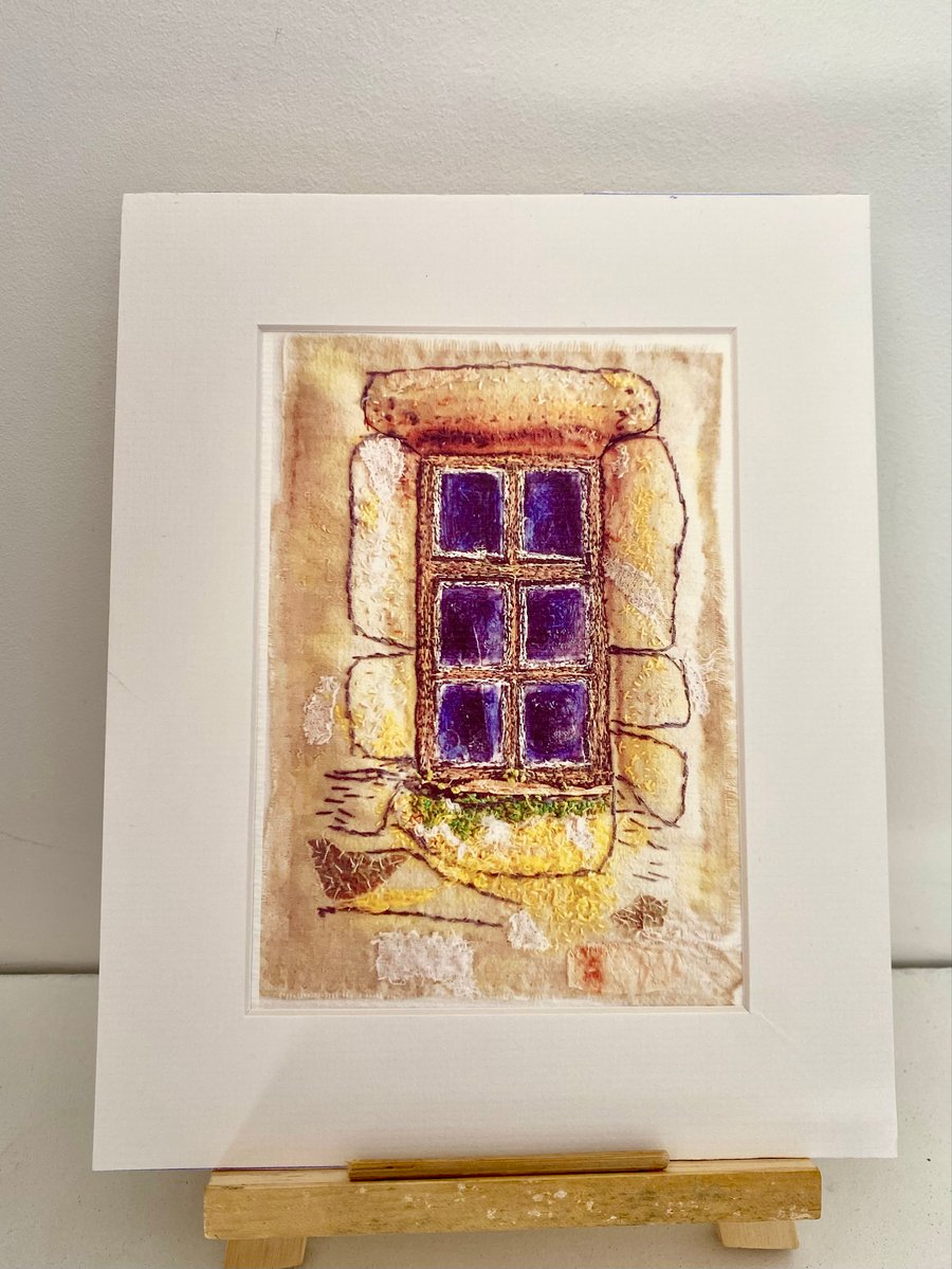 Abandoned stone cottage (window) original art print 