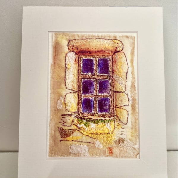 Abandoned stone cottage (window) original art print 