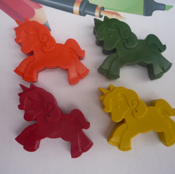 unicorn shaped novelty wax crayons x 6 crayons Folksy