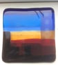 Fused Glass Fiery Cityscape Coaster or Suncatcher - Image 1