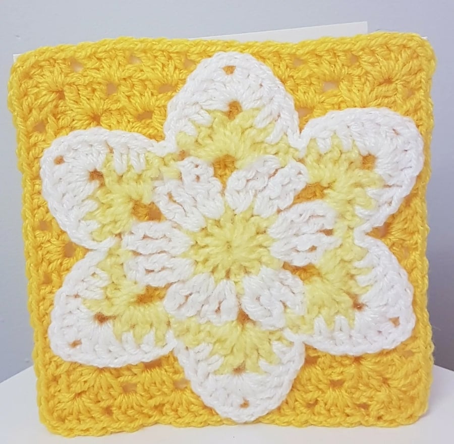 Handmade Crochet flower Card 