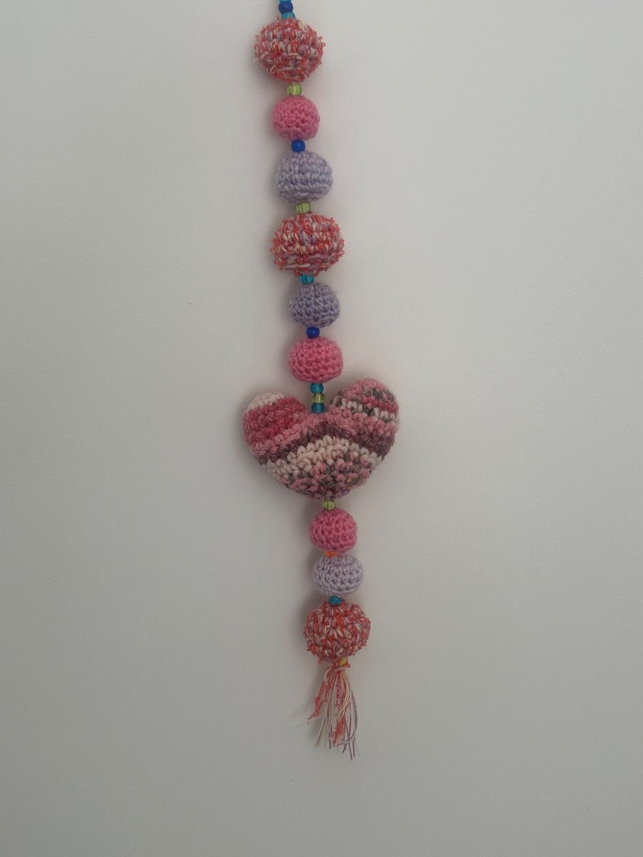 Crochet heart wall hanging 