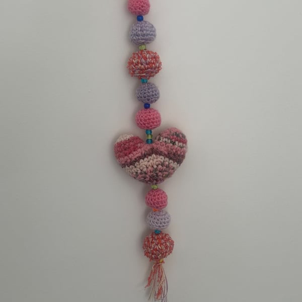 Crochet heart wall hanging 