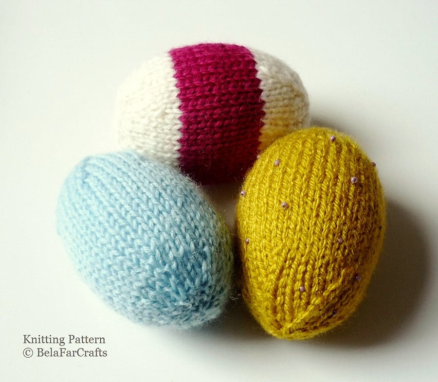 KNITTING PATTERN - Easter Eggs - Home Ornaments 