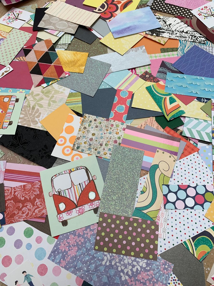 300 Tiny scraps paper and card bundle - Mixed colours