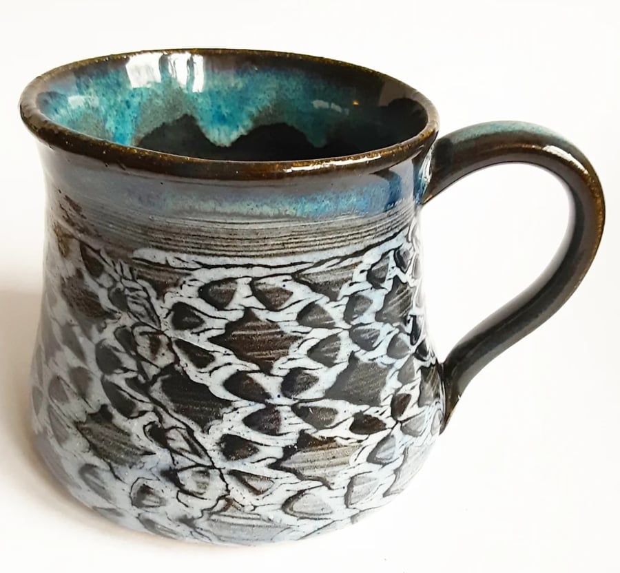 Mug - Hand Thrown Stoneware Ceramic Blue Glazed Mug 