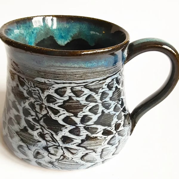 Mug - Hand Thrown Stoneware Ceramic Blue Glazed Mug 