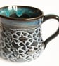 Mug - Hand Thrown Stoneware Ceramic Blue Glazed Mug 