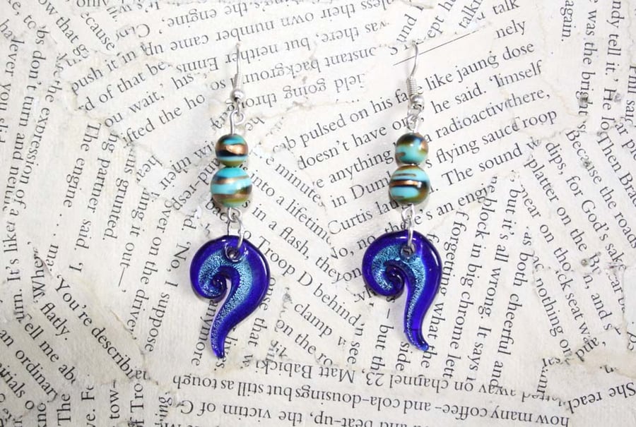 Blue Glass Swirl Earrings