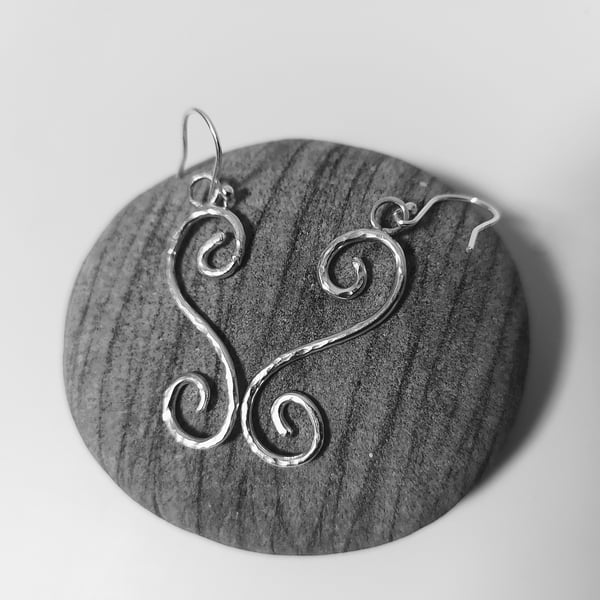 Sterling Silver Scroll Earrings, Drop Earrings