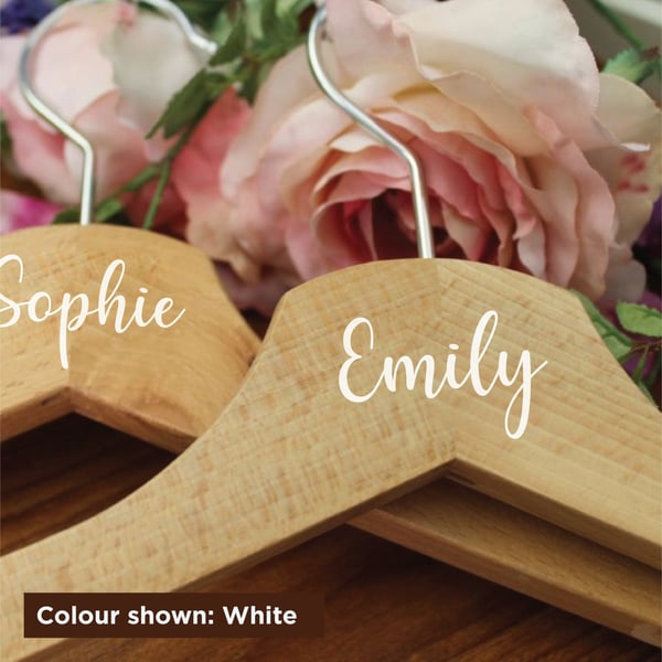 WEDDING HANGER NAME Vinyl Decal for Bride and Bridesmaid Wooden Coat Hangers