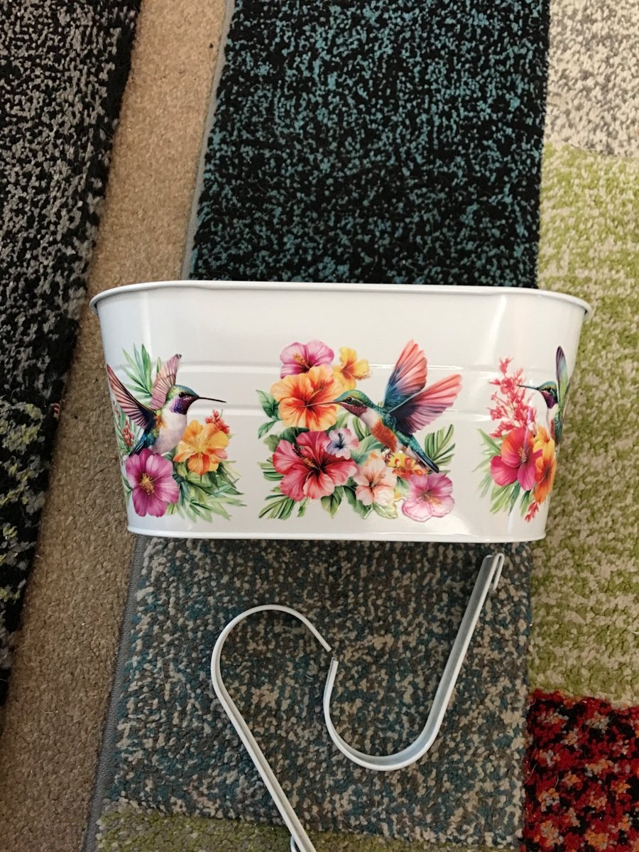 White fence planter with hummingbird motif gorgeous 