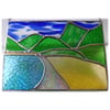 Tropical Beach Stained Glass Picture Landscape 001