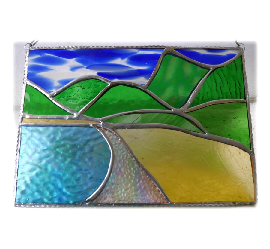 Tropical Beach Stained Glass Picture Landscape 001