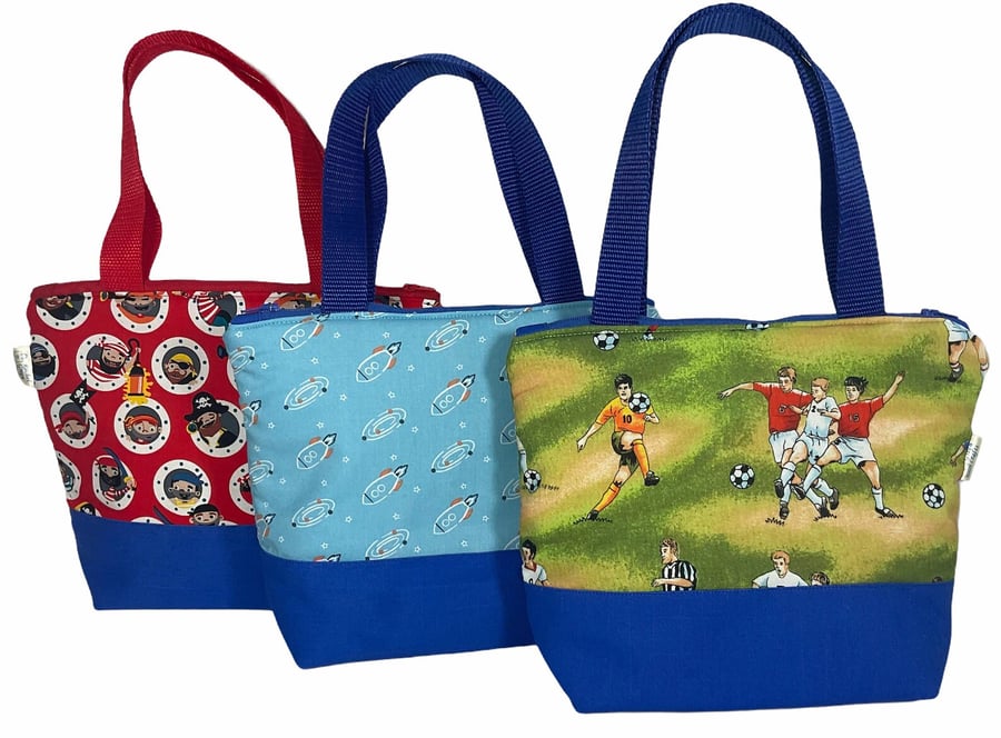 Wash bag for children, boys football, rocket, pirate toiletries bag with wipe cl