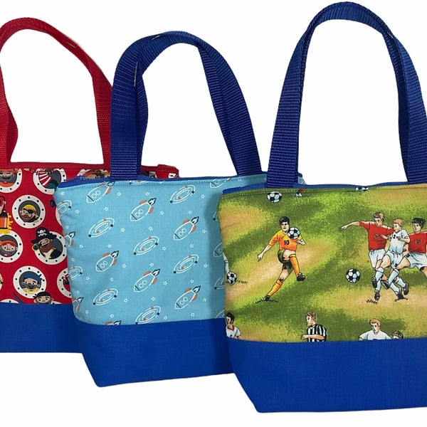 Wash bag for children, boys football, rocket, pirate toiletries bag with wipe cl