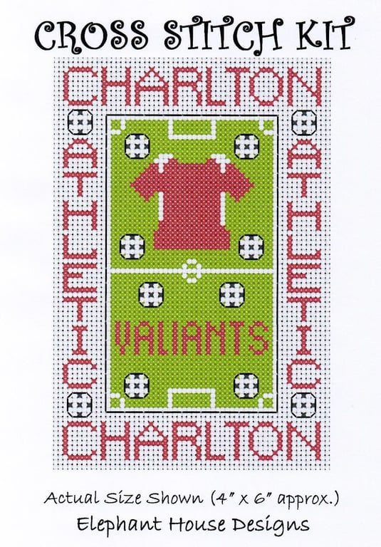 Charlton Athletic Cross Stitch Kit Size 4" x 6" Full Kit