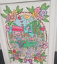 A cute little polkadot cottag with lots of flowers layered original artwork. - Image 4