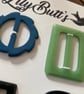 4 Vintage Small Buckles & Slides- Green Black and Blue - Image 4