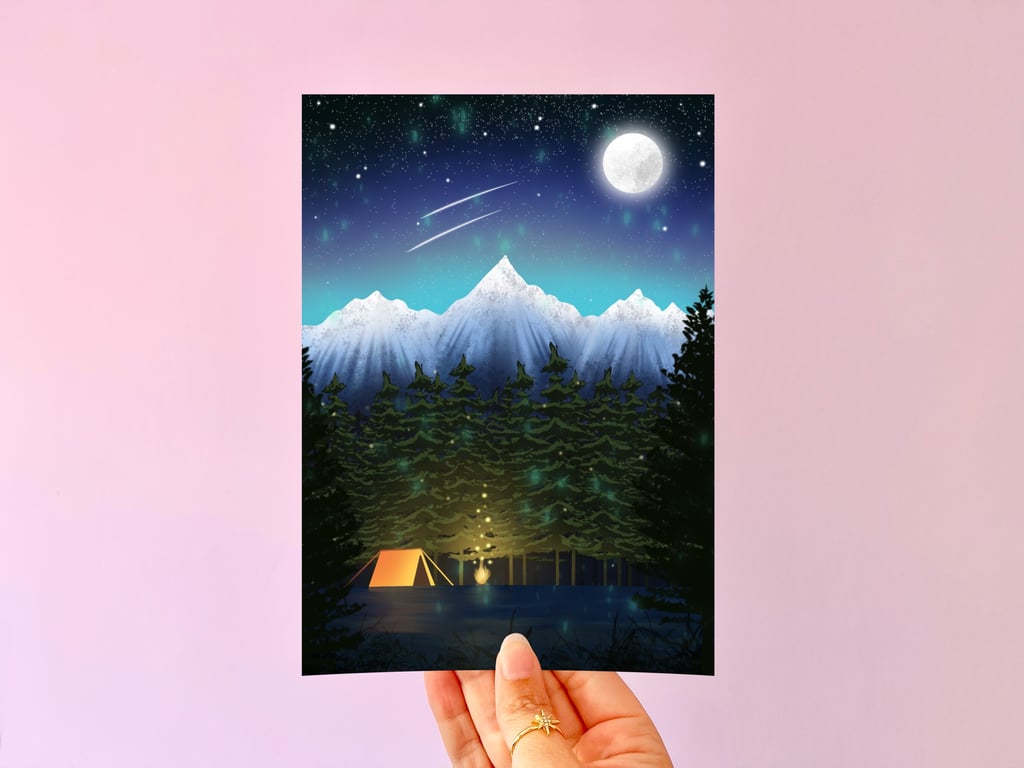 Wild Camping Scene A5 Print