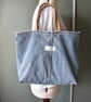 Distressed and recycled denim tote bag. Good size for shopping or work. - Image 4