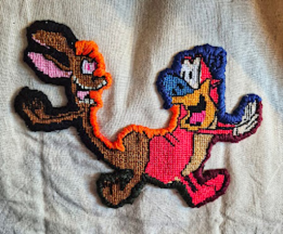 Hand Embroidered 90s Cartoon Inspired Tote Bag - Retro TV Nostalgia Shopper 