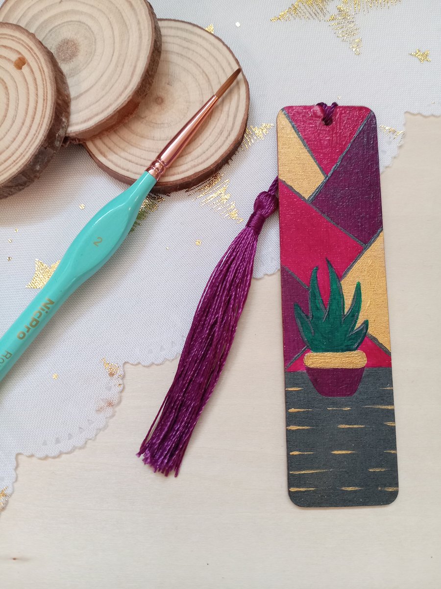 Wooden plant bookmark 