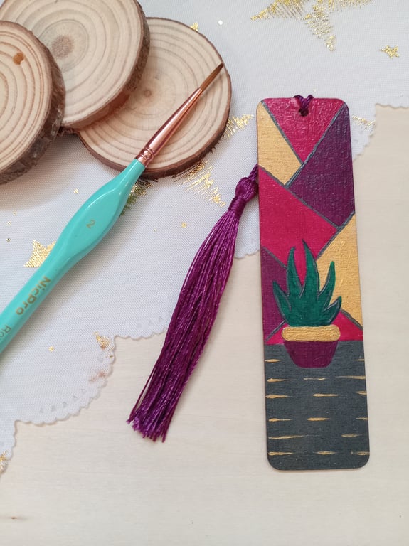 Wooden plant bookmark 