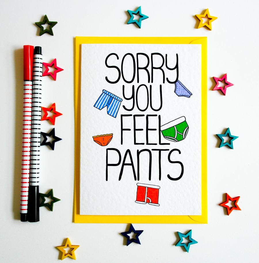 Sorry You Feel So Pants Get Well Soon, Empathy Card