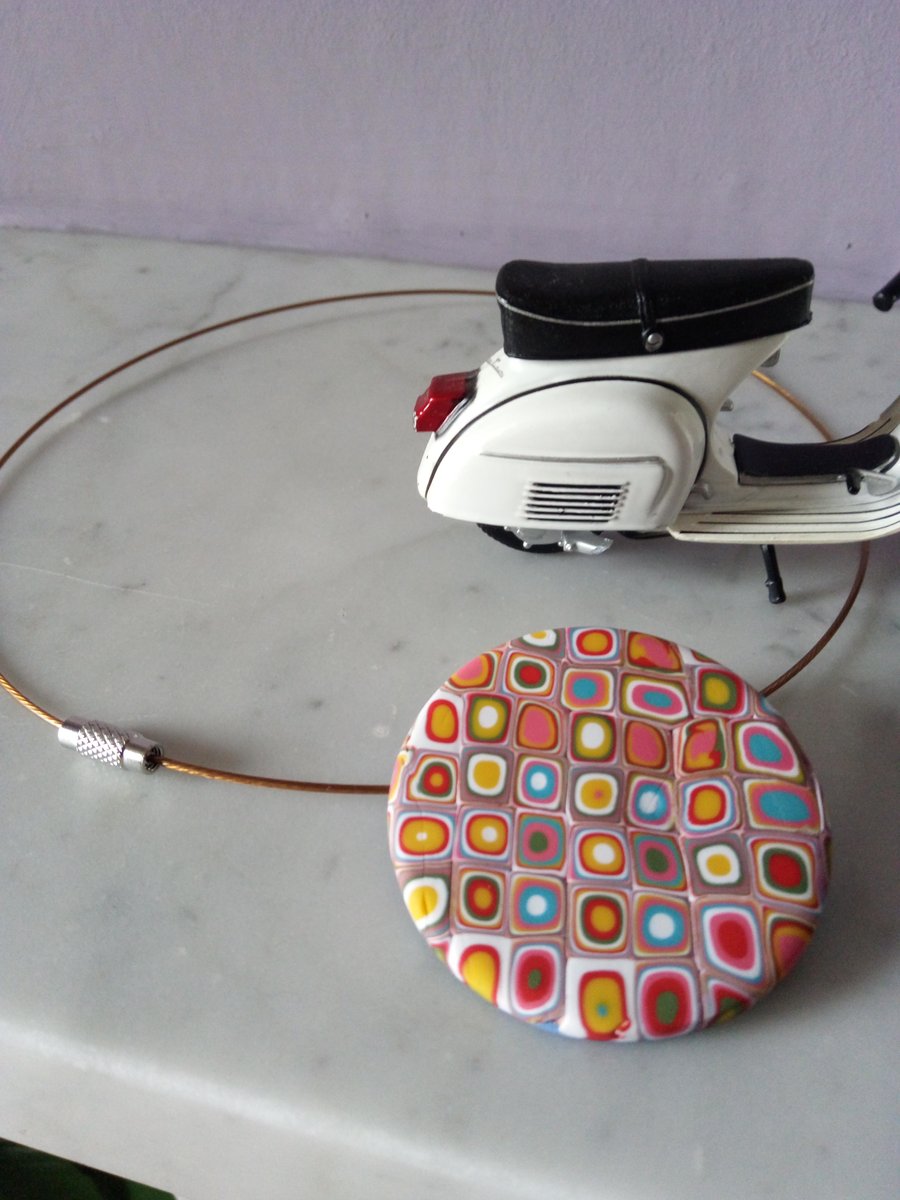 RETRO NECKLACE - POLYMER CLAY - FREE UK SHIPPING 