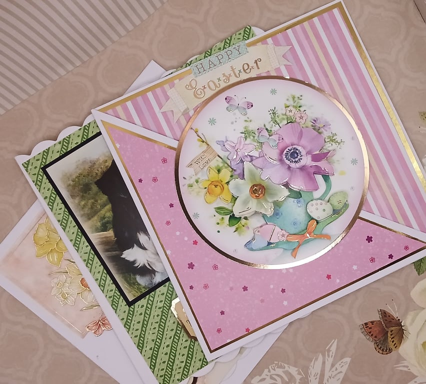 easter card selection set of 3 cards and envelopes