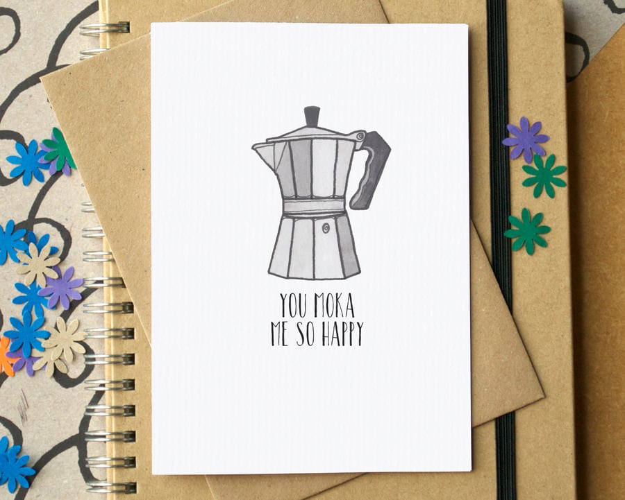 Funny "You Moka Me So Happy" Coffee Valentine's Card