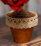 Carmine Garden Rose in Terracotta - Deep Red Felt Bloom - Image 3