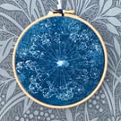  Original Art gift, Cyanotype Dill Flower in a Hoop.
