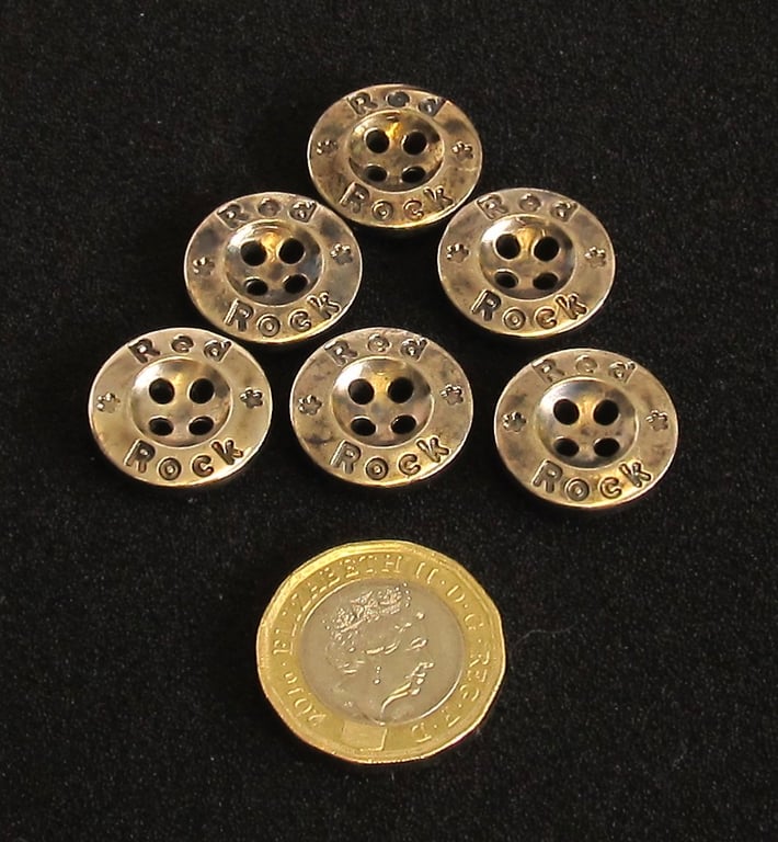 Vintage Buttons: ‘Red Rock’, Purposely Tarnished, Silver-like, 18mm x6