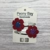 Hair clips with mis-matched crocheted flowers