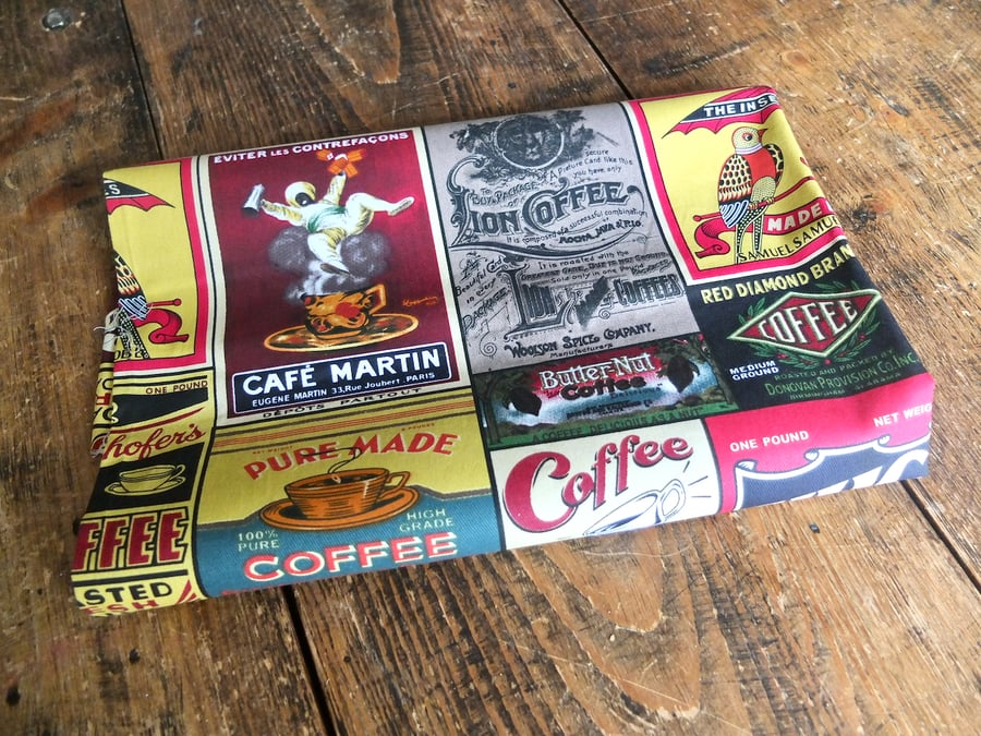Vintage Coffee Ad Cotton Drill Fabric 47 x 112 cm