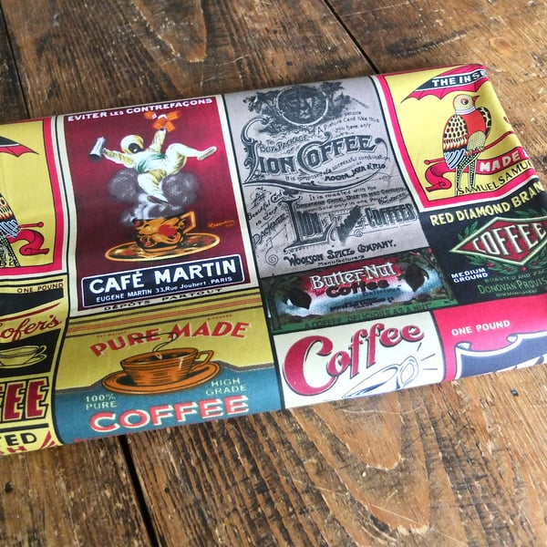 Vintage Coffee Ad Cotton Drill Fabric 47 x 112 cm