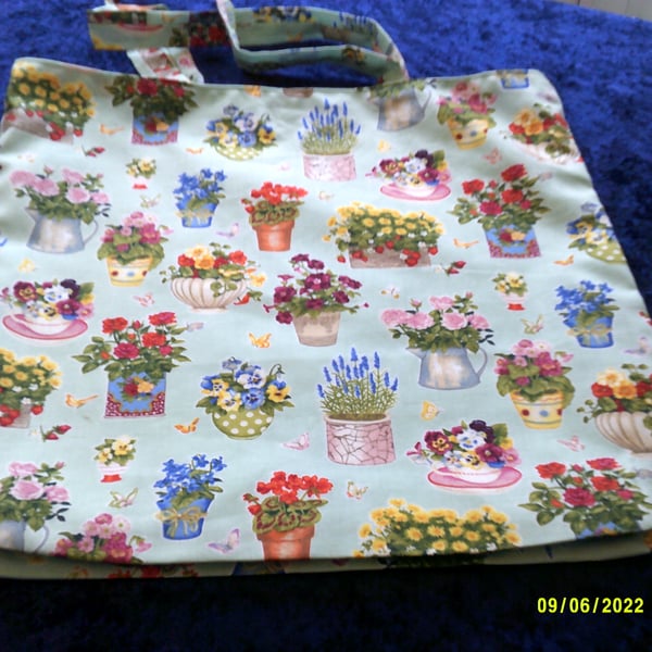 Pots of Flowers Fabric Bag